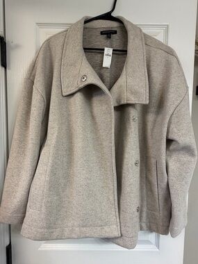 Banana Republic Heathered Beige Wool-Blend Pea Coat